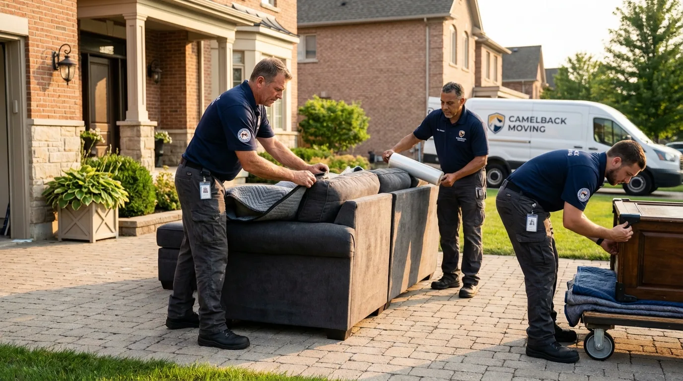 Large estate moving crew wrapping furniture in Wrightwood, CA