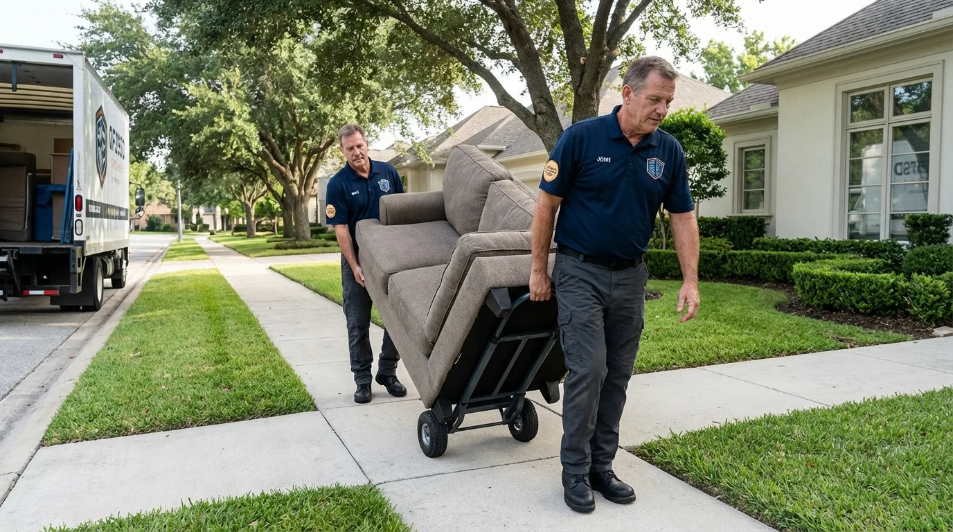 Local residential moving crew loading furniture in Wrightwood, CA
