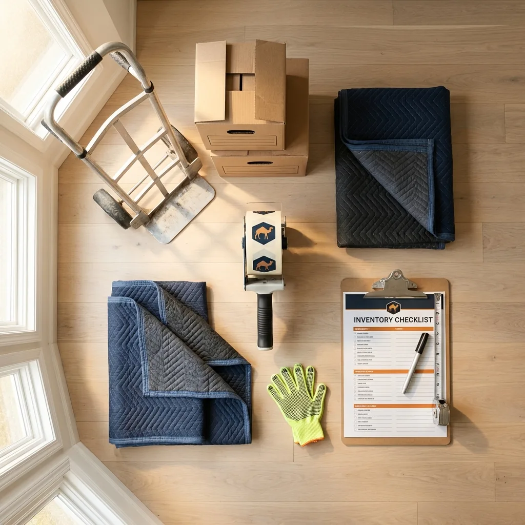 Professional moving supplies and packing materials layout for Wrightwood residential relocations